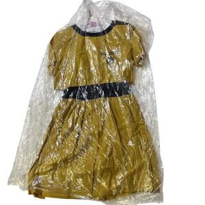 80s Dress Oops California Sailor Dress Short Sleeve Midi Cotton Yellow Size 5/6